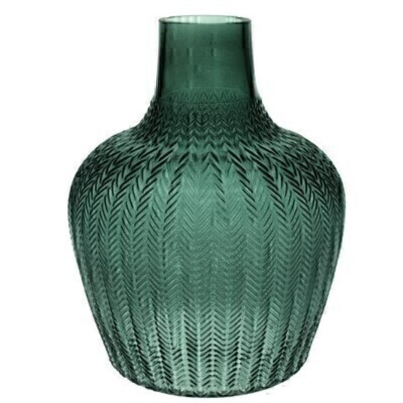 Extra Large ribbed geo decorative clear Green Glass Vase by the London based designer Gisela Graham who designs really beautiful gifts for your home and garden. Would make an ideal gift.